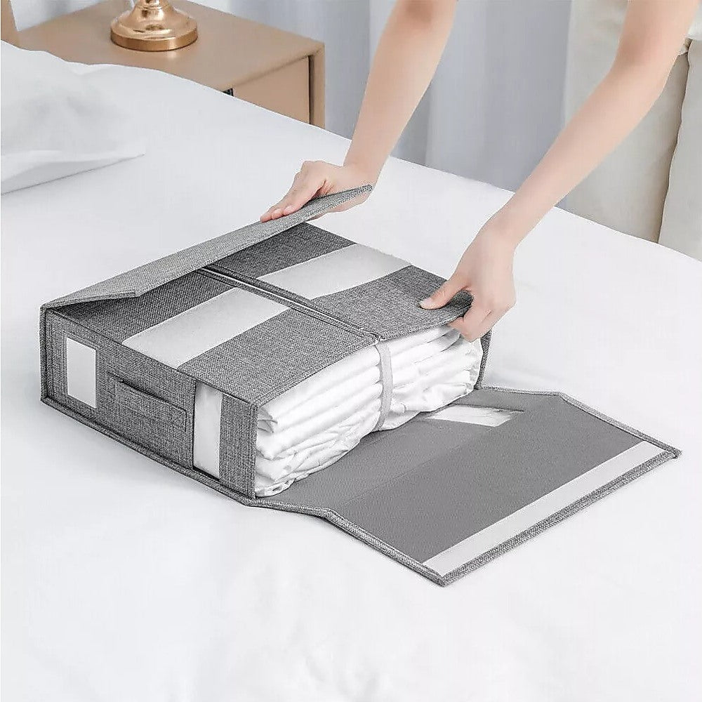 4PCS Foldable Bed Sheet Set Organizer Fabric Storage Bins with Handle Storage Box