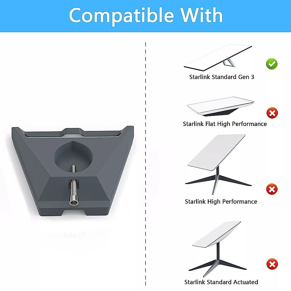 Pipe Adapter Mount for Starlink Roof Gen 3 Pole Sizes 0.83"-2"