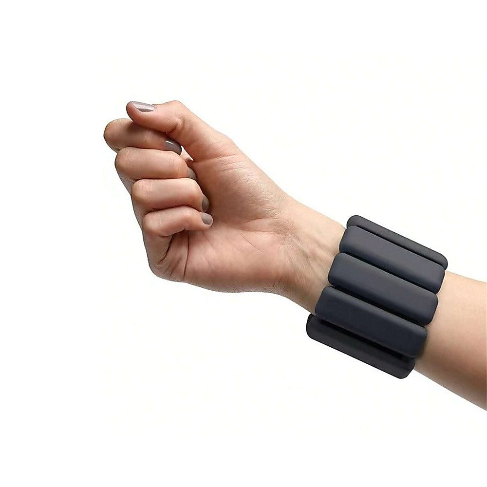 2-Piece Ankle & Wrist Weights – 2kg Pair Adjustable Workout Bangles Black