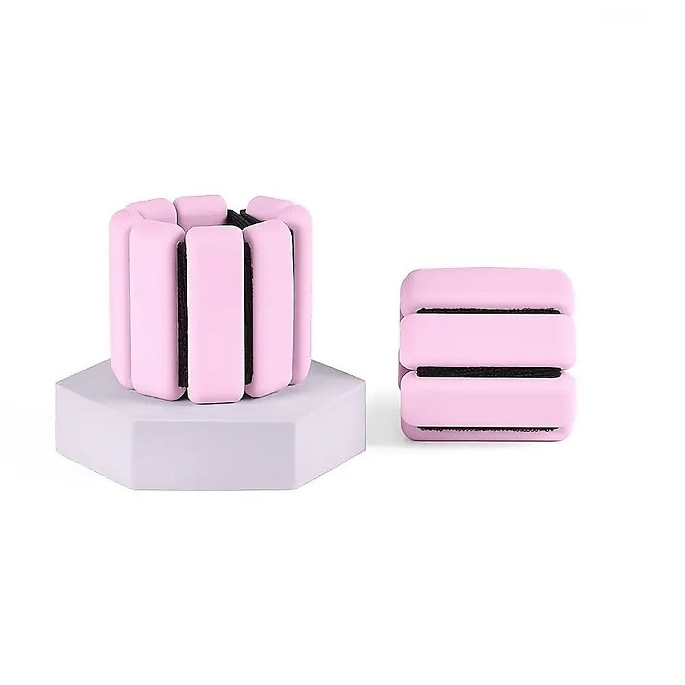 2-Piece Ankle & Wrist Weights – 2kg Pair Adjustable Workout Bangles Pink
