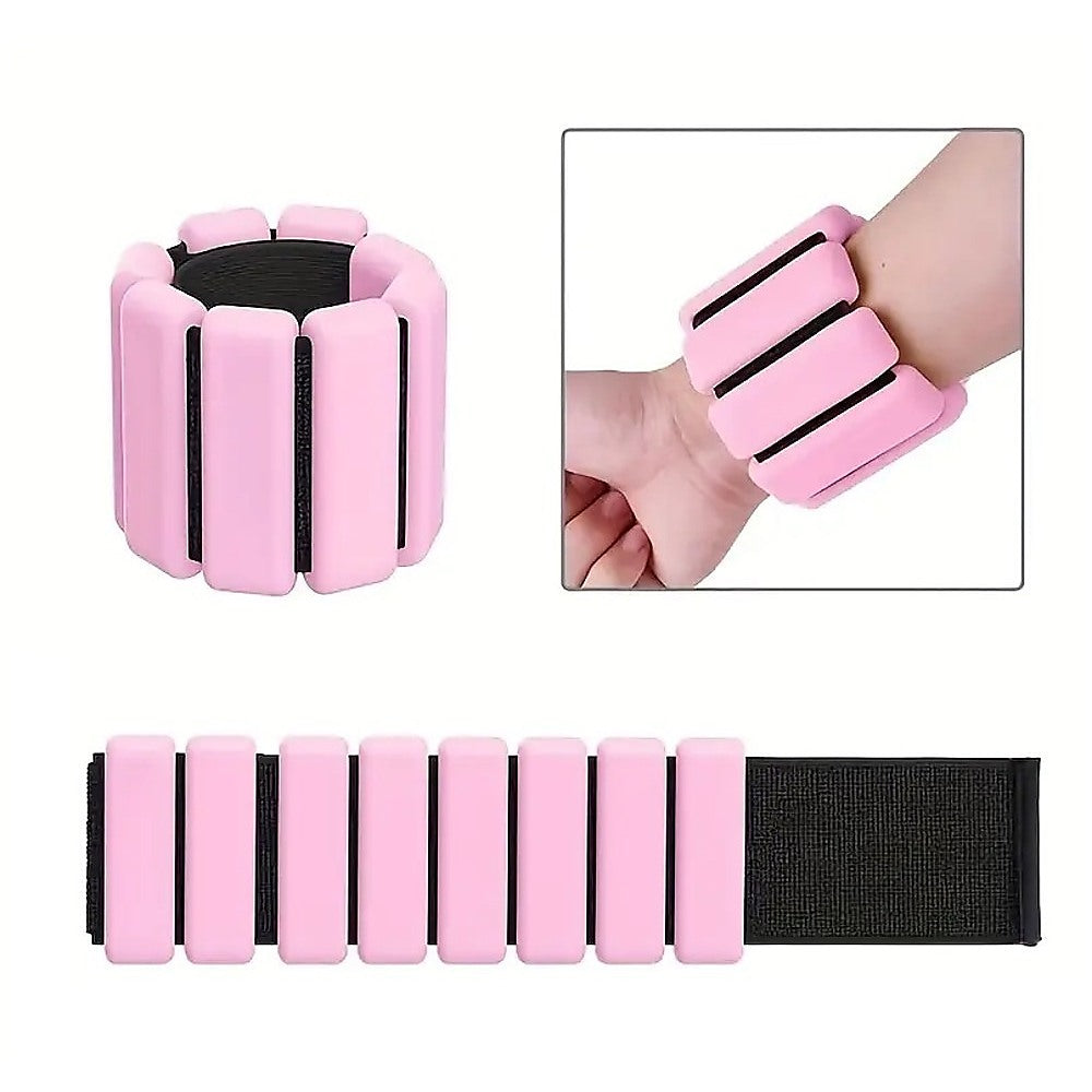 2-Piece Ankle & Wrist Weights – 2kg Pair Adjustable Workout Bangles Pink