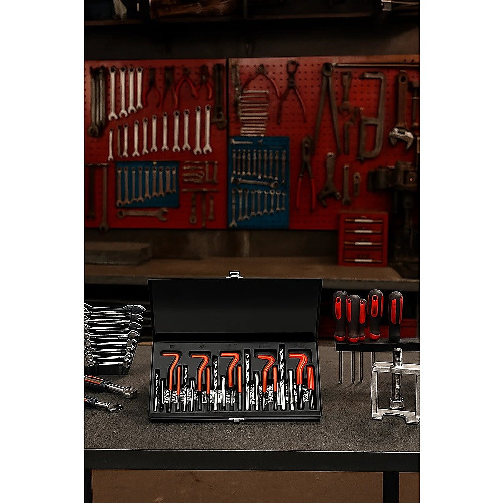 131pc Helicoil-Type Thread Repair Kit – Metric Insert Tool Set for Damaged Threads