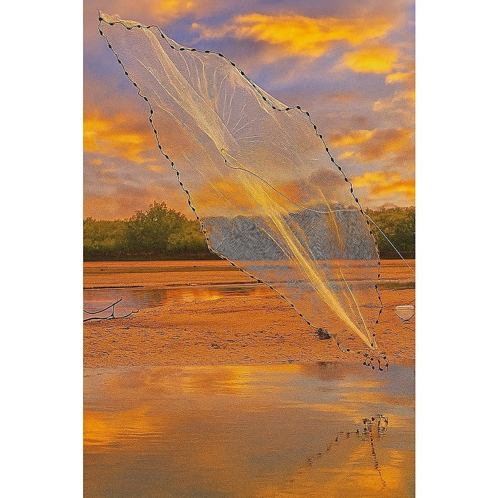 3m Fish Net 3m Nylon Fishing Cast Net – Quick Throw Mesh with Drawstring & Chain B
