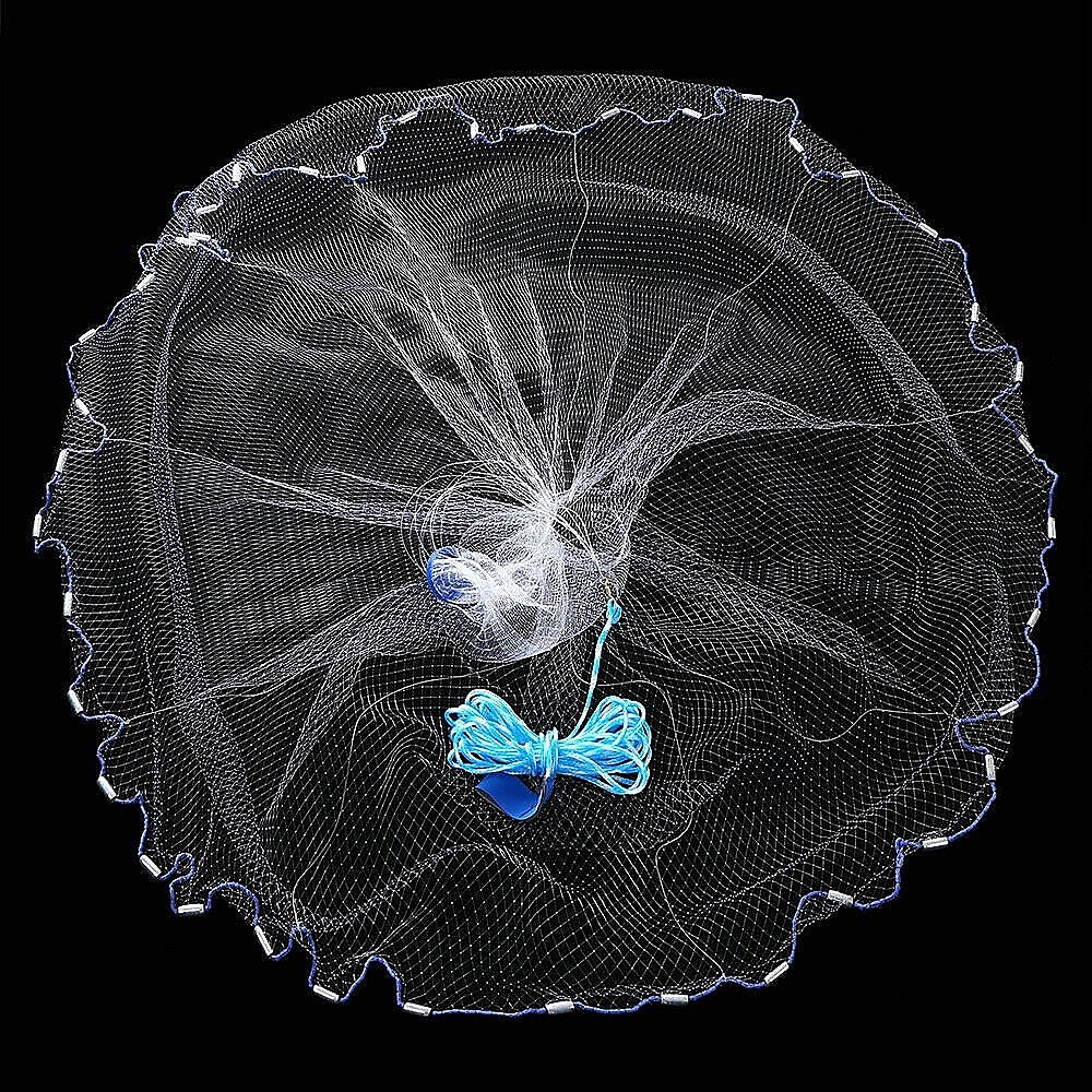 3m Fish Net 3m Nylon Fishing Cast Net – Quick Throw Mesh with Drawstring & Chain B
