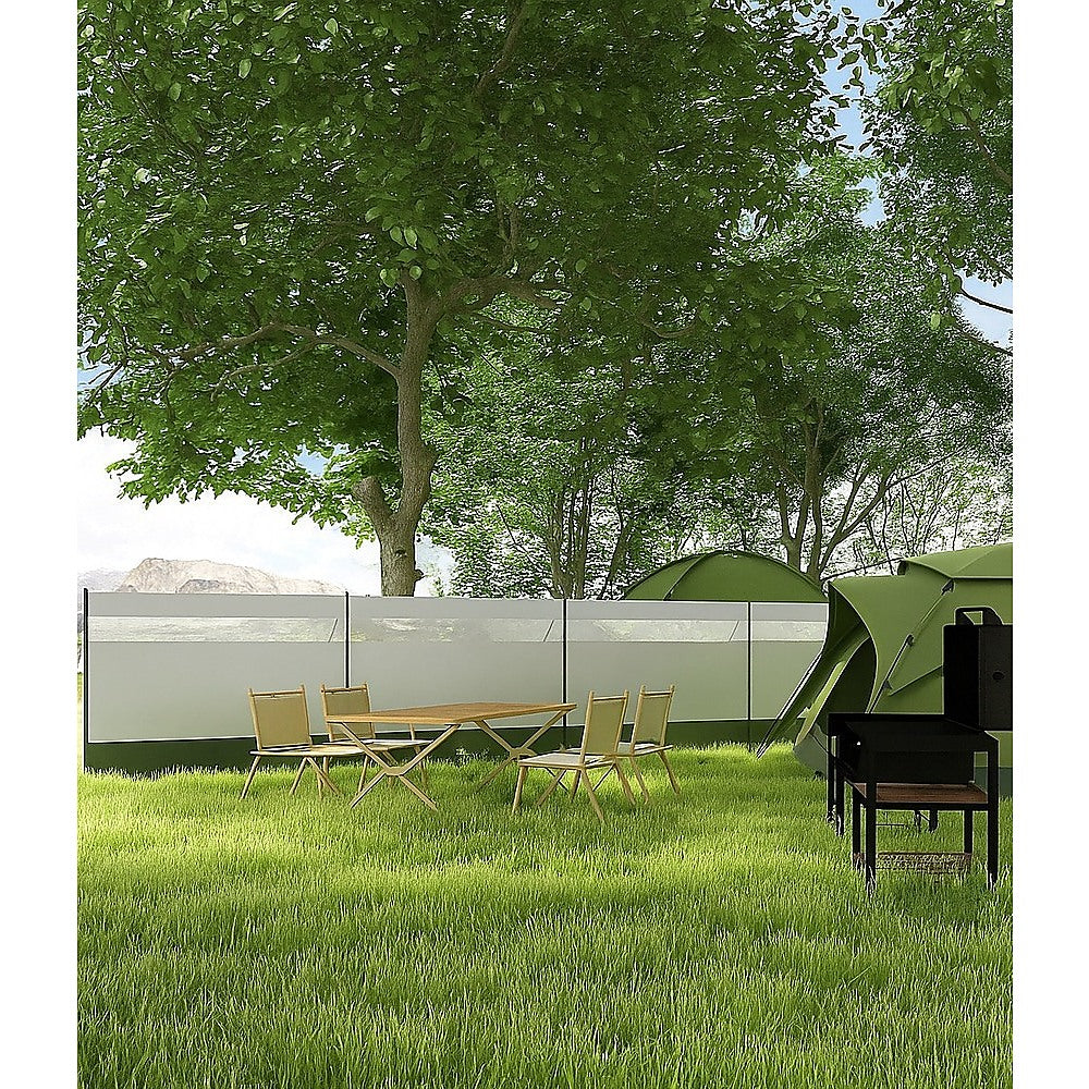 Camping Windbreak with Clear Windows & Bag – 725x140cm Grey