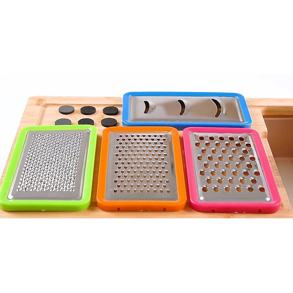 Bamboo Cutting Board Set with Graters & Containers – Food Prep Station