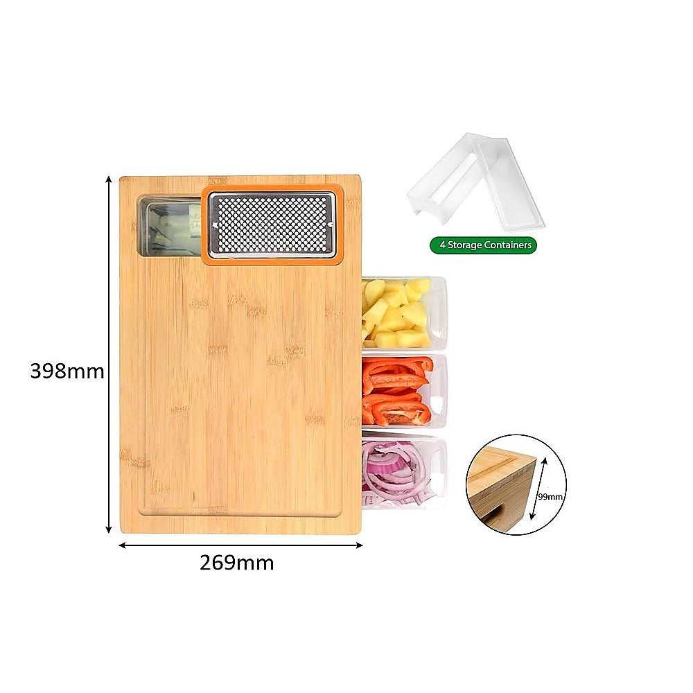 Bamboo Cutting Board Set with Graters & Containers – Food Prep Station