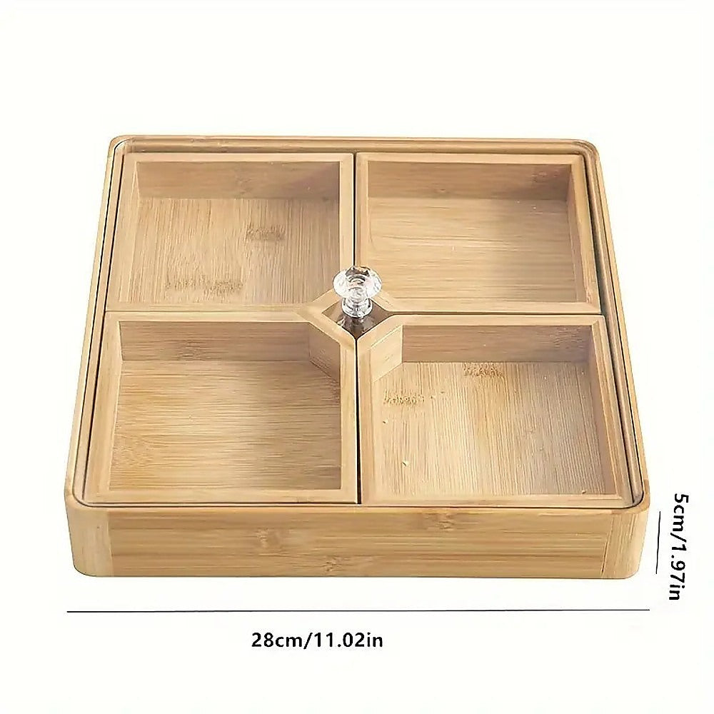Square Bamboo Snack Serving Tray – Eco-Friendly Platter for Fruit, Cheese & Appetisers