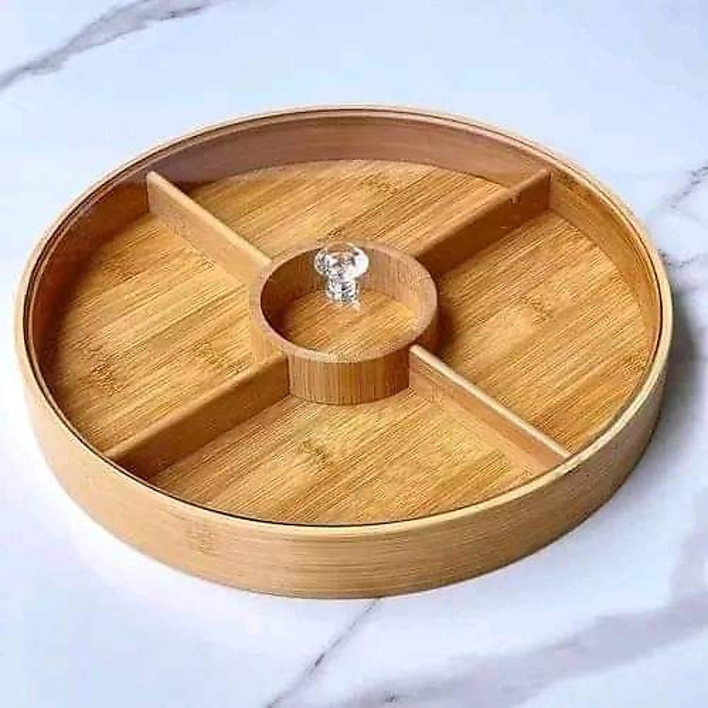 Round Bamboo Snack Serving Tray – Eco-Friendly Platter for Fruit, Cheese & Appetisers