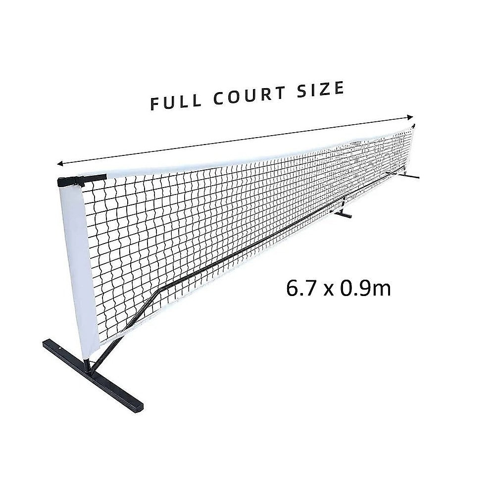 Portable 6.7m Pickleball Net Set – Metal Frame with Wheels & Court Lines