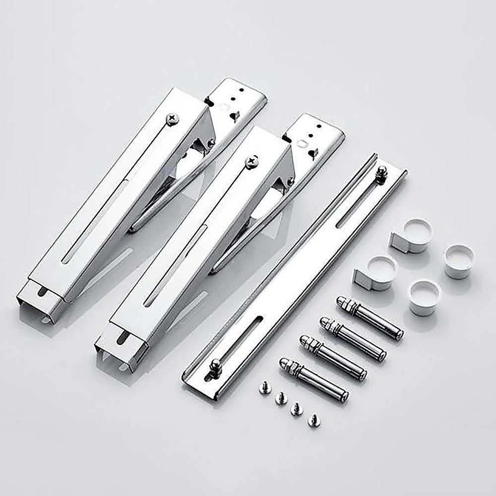 Stainless Steel Microwave Oven Wall Mount Bracket – Adjustable Shelf with Removable Hooks