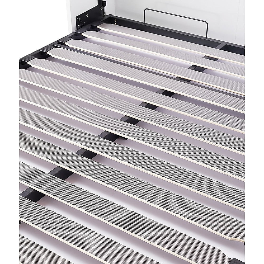 Double Wall Bed in White Gloss – Space Saving Murphy Bed Kit with Silver Door Handle