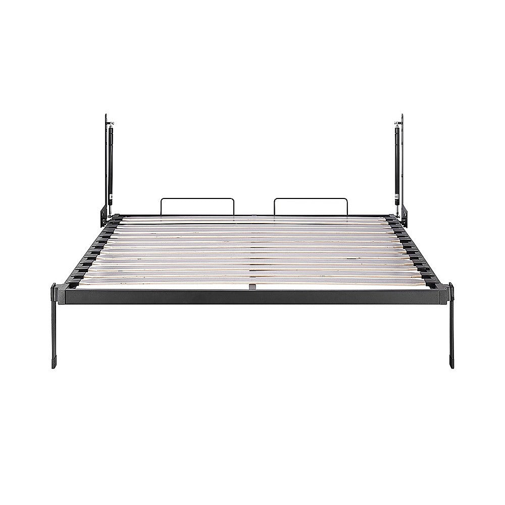 Double Wall Bed in White Gloss – Space Saving Murphy Bed Kit with Silver Door Handle