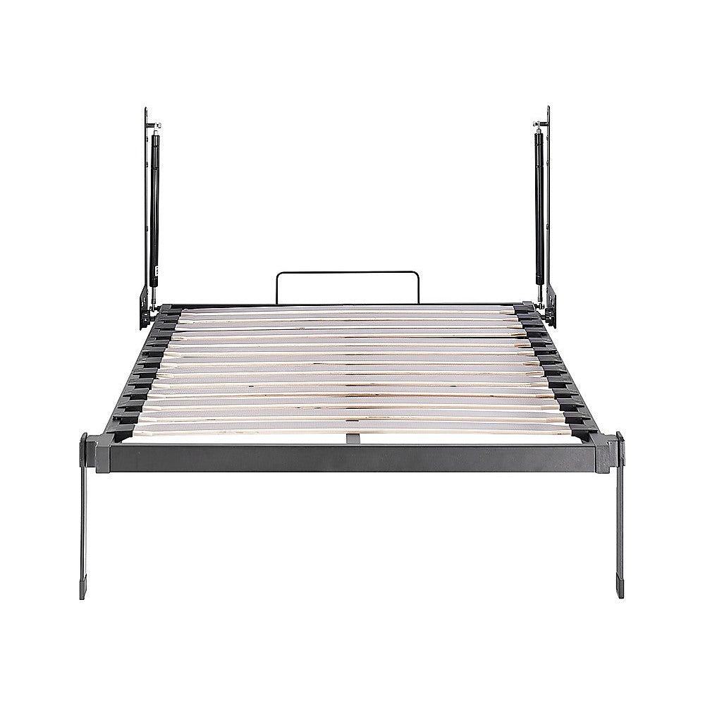 Single Wall Bed in White Gloss – Space Saving Murphy Bed Kit with Gold Door Handle