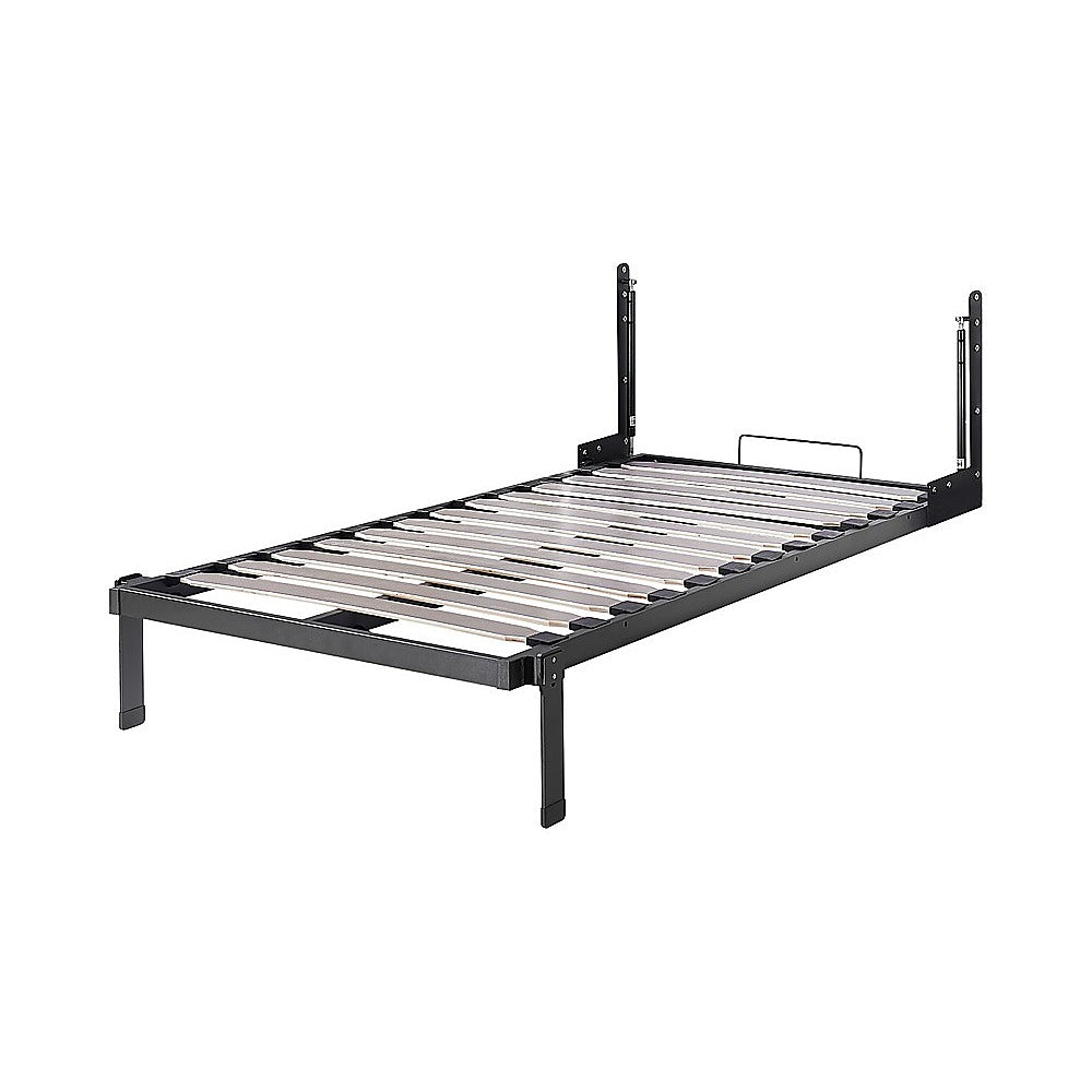 Single Wall Bed in White – Space Saving Murphy Bed Kit with Silver Door Handle