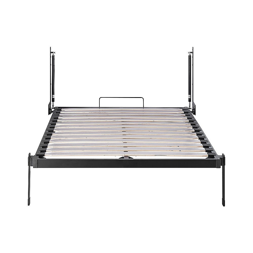 King-single Wall Bed in White – Space Saving Murphy Bed Kit with Silver Door Handle