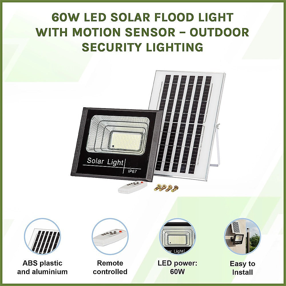 60W LED Solar Flood Light with Motion Sensor – Outdoor Security Lighting