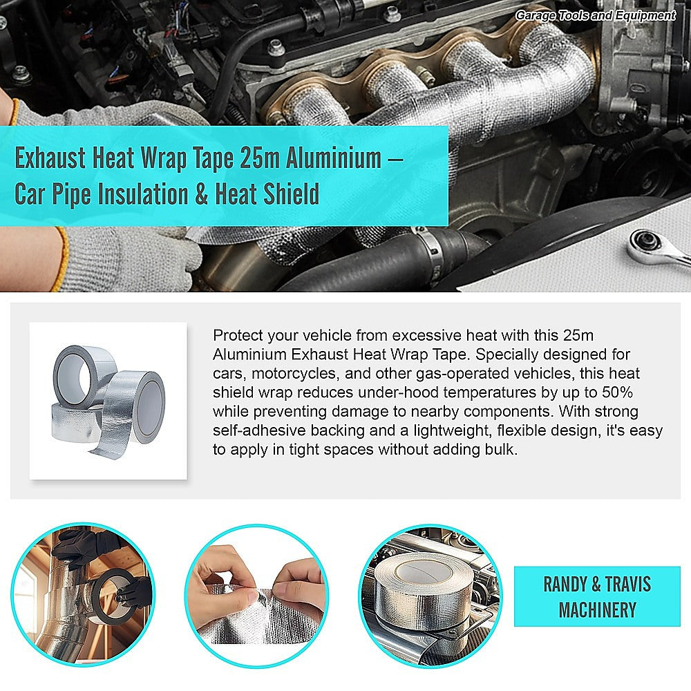 Exhaust Heat Wrap Tape 25m Aluminium – Car Pipe Insulation & Heat Shield