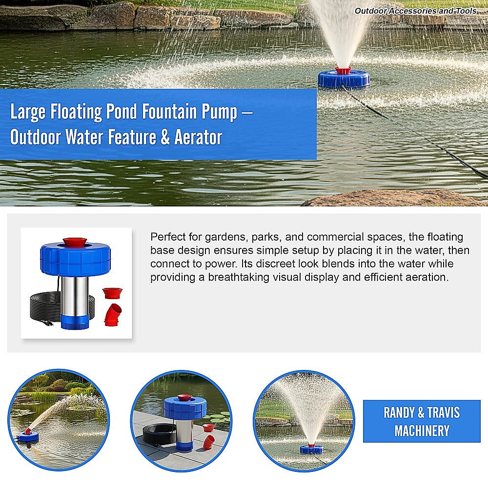 Large Floating Pond Fountain Pump – Outdoor Water Feature & Aerator