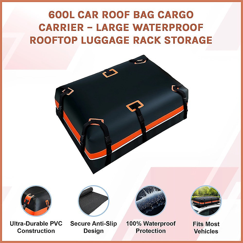600L Car Roof Bag Cargo Carrier – Large Waterproof Rooftop Luggage Rack Storage