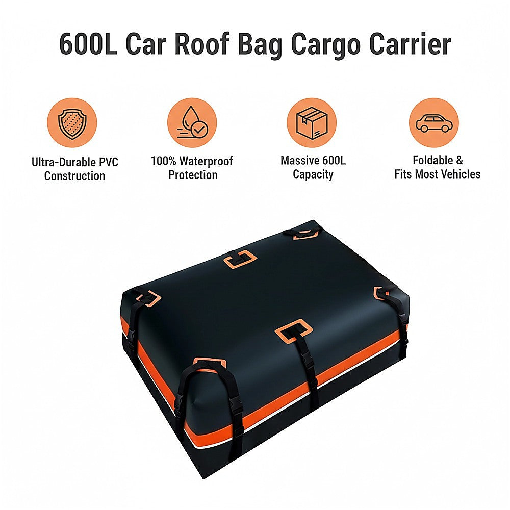 600L Car Roof Bag Cargo Carrier – Large Waterproof Rooftop Luggage Rack Storage