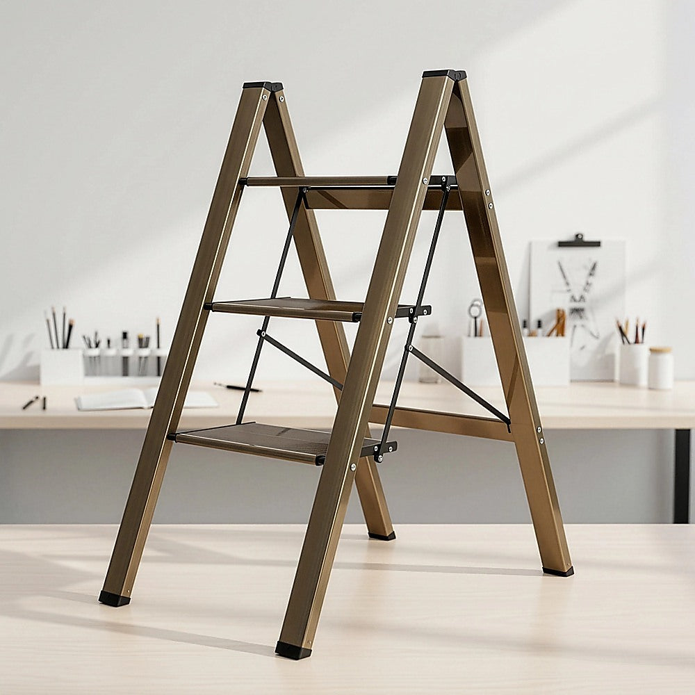 3 Step Ladder Foldable Lightweight – Anti-Slip Safety Stool for Home & Office
