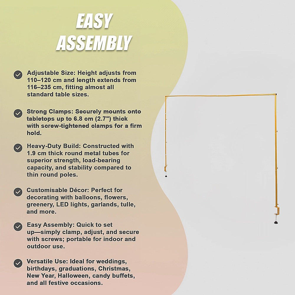 Table Arch Stand with Clamps – Wedding & Birthday Party Balloon Decoration Frame