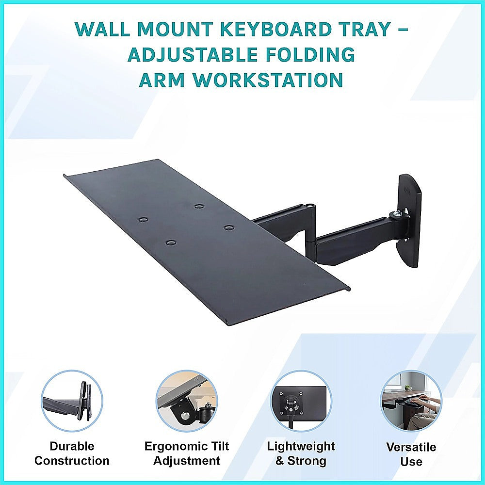 Wall Mount Keyboard Tray – Adjustable Folding Arm Workstation