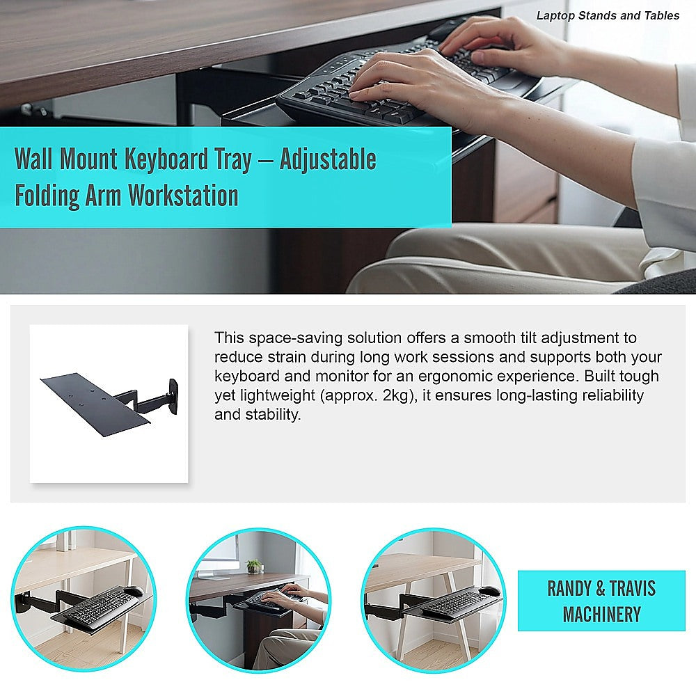 Wall Mount Keyboard Tray – Adjustable Folding Arm Workstation