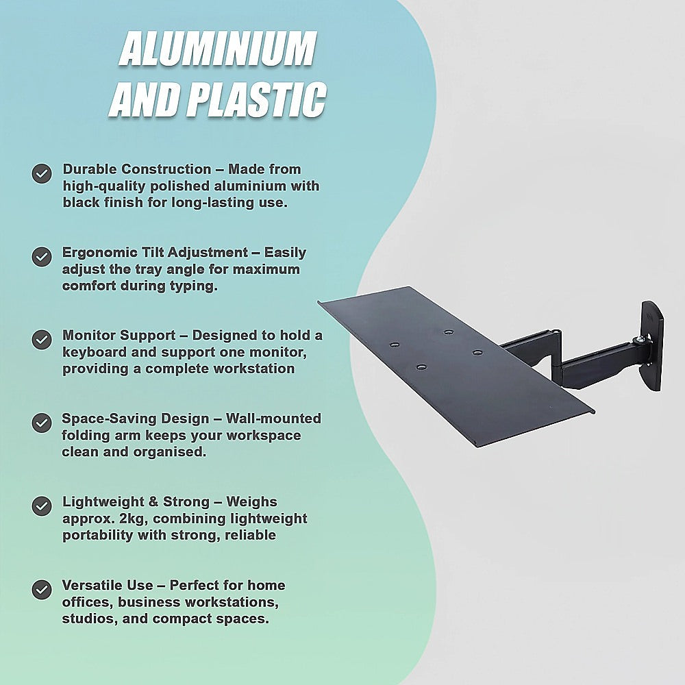 Wall Mount Keyboard Tray – Adjustable Folding Arm Workstation