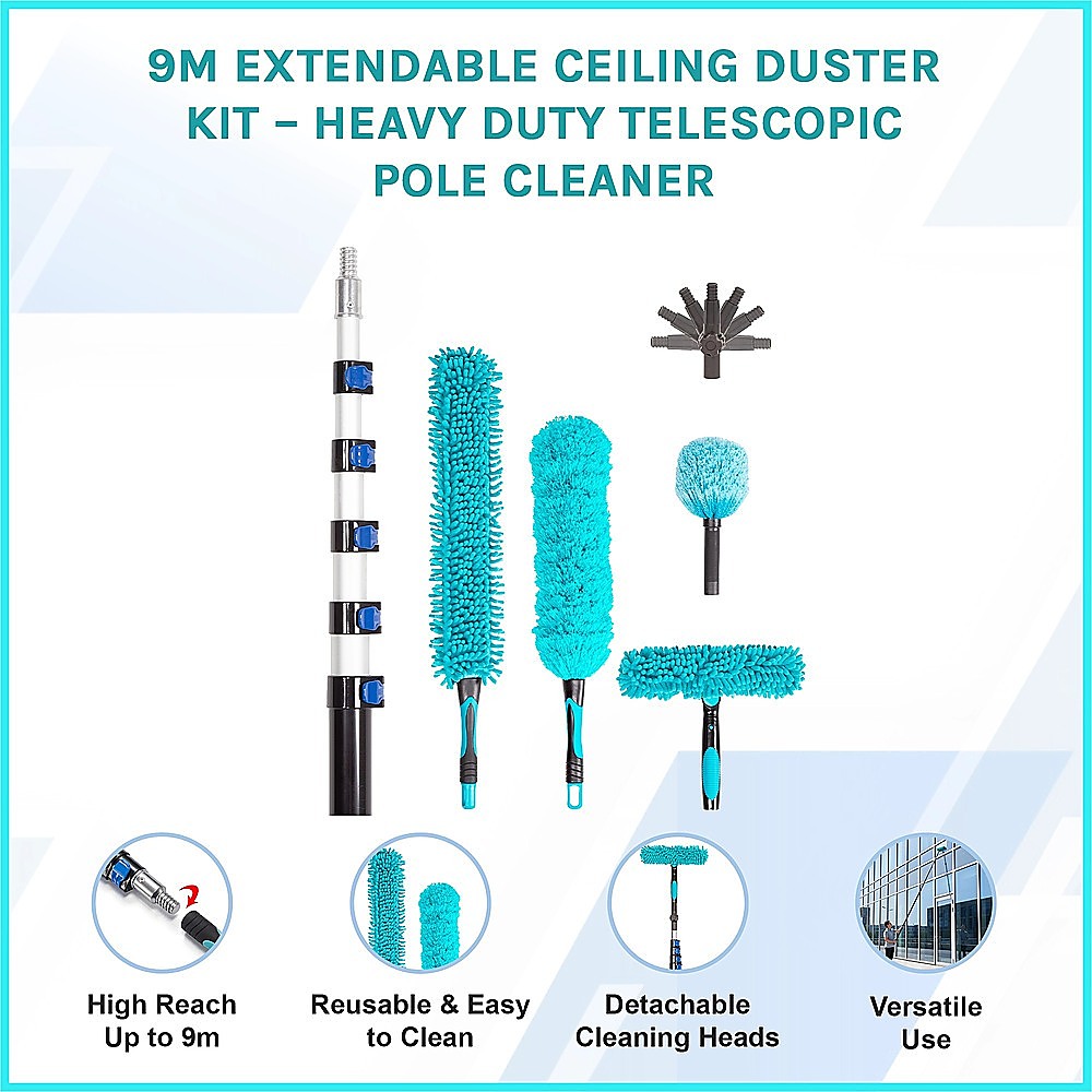 9m Extendable Ceiling Duster Kit – Heavy Duty Telescopic Pole Cleaner