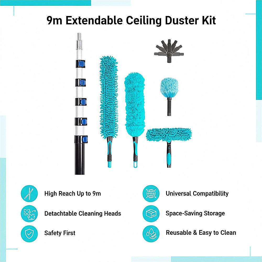9m Extendable Ceiling Duster Kit – Heavy Duty Telescopic Pole Cleaner