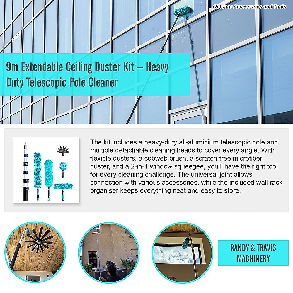 9m Extendable Ceiling Duster Kit – Heavy Duty Telescopic Pole Cleaner
