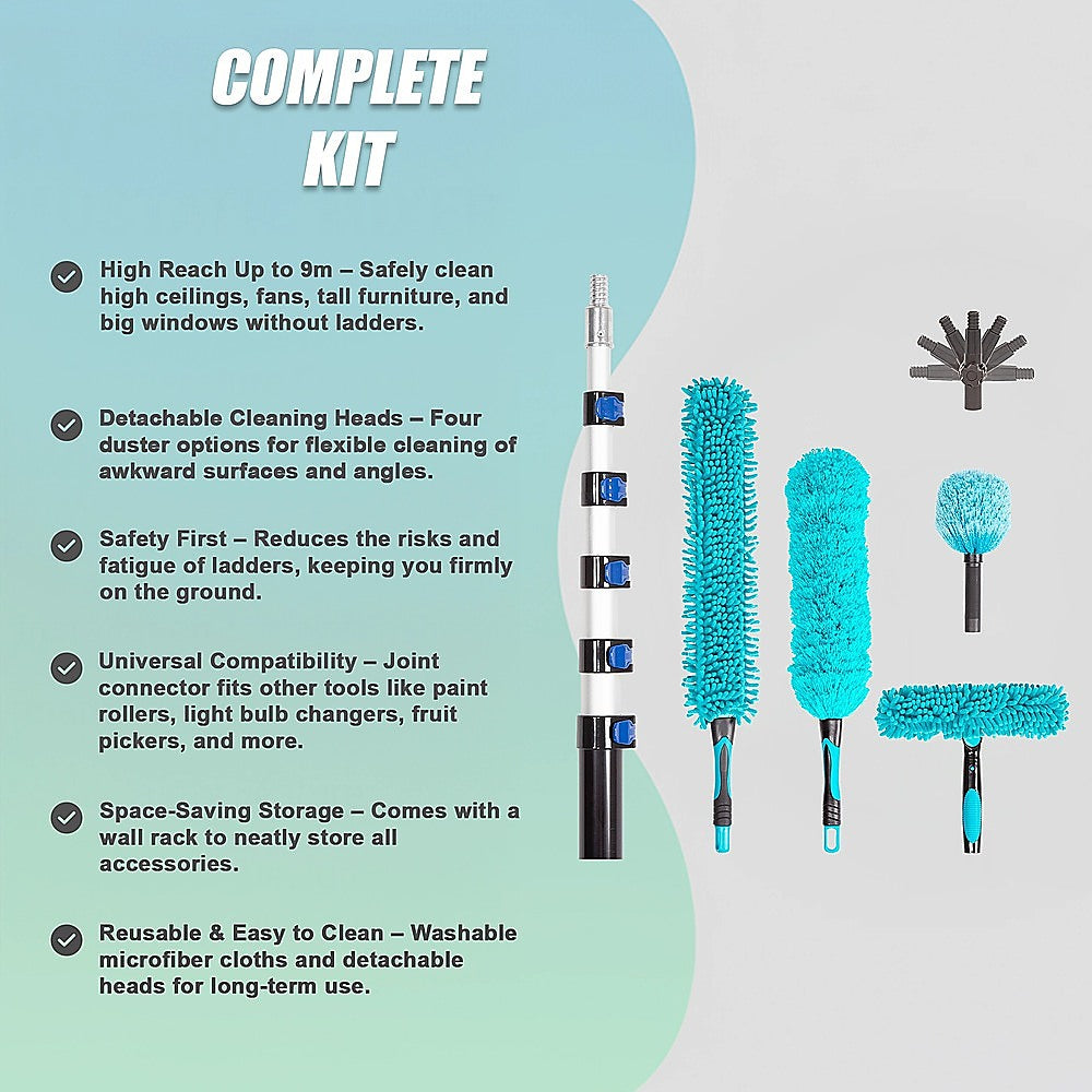 9m Extendable Ceiling Duster Kit – Heavy Duty Telescopic Pole Cleaner