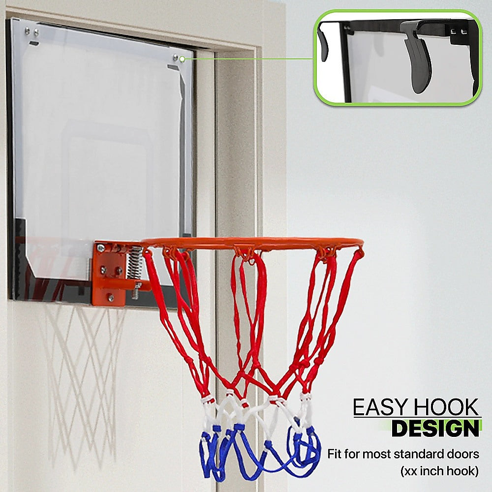Indoor Mini Basketball Hoop Set – Door Mounted Backboard Kit with Ring & Ball