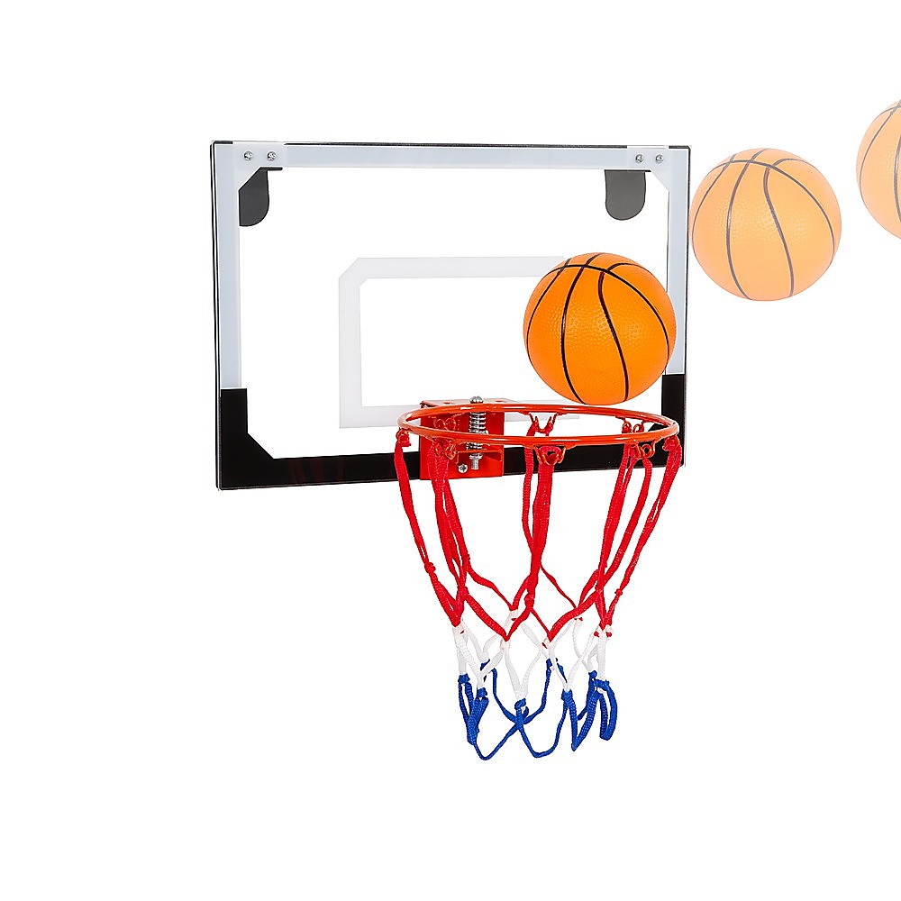 Indoor Mini Basketball Hoop Set – Door Mounted Backboard Kit with Ring & Ball