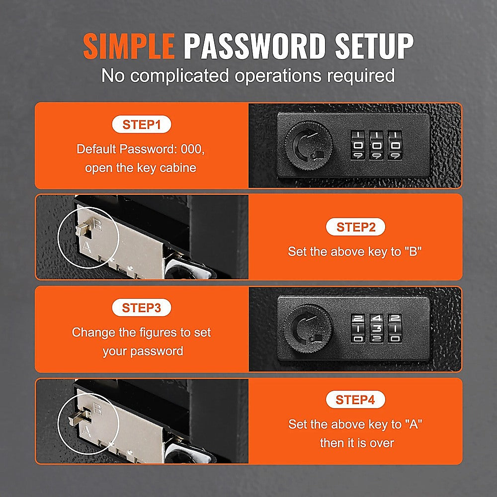 Key Cabinet Lock Box – 72 Key Capacity Wall Mount Secure Storage Organizer