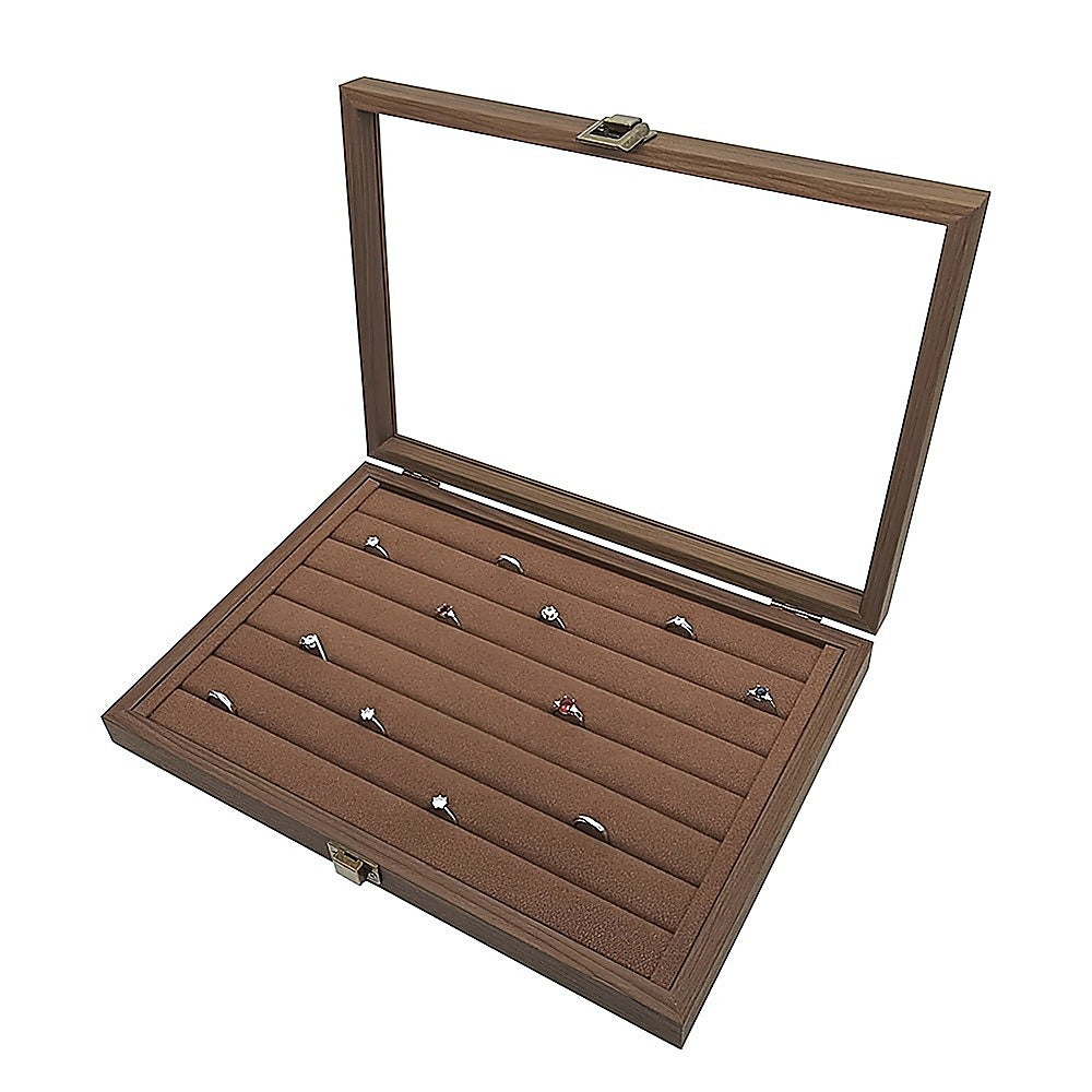 Wooden Jewellery Storage Box – Organiser Case for Rings, Earrings & Accessories
