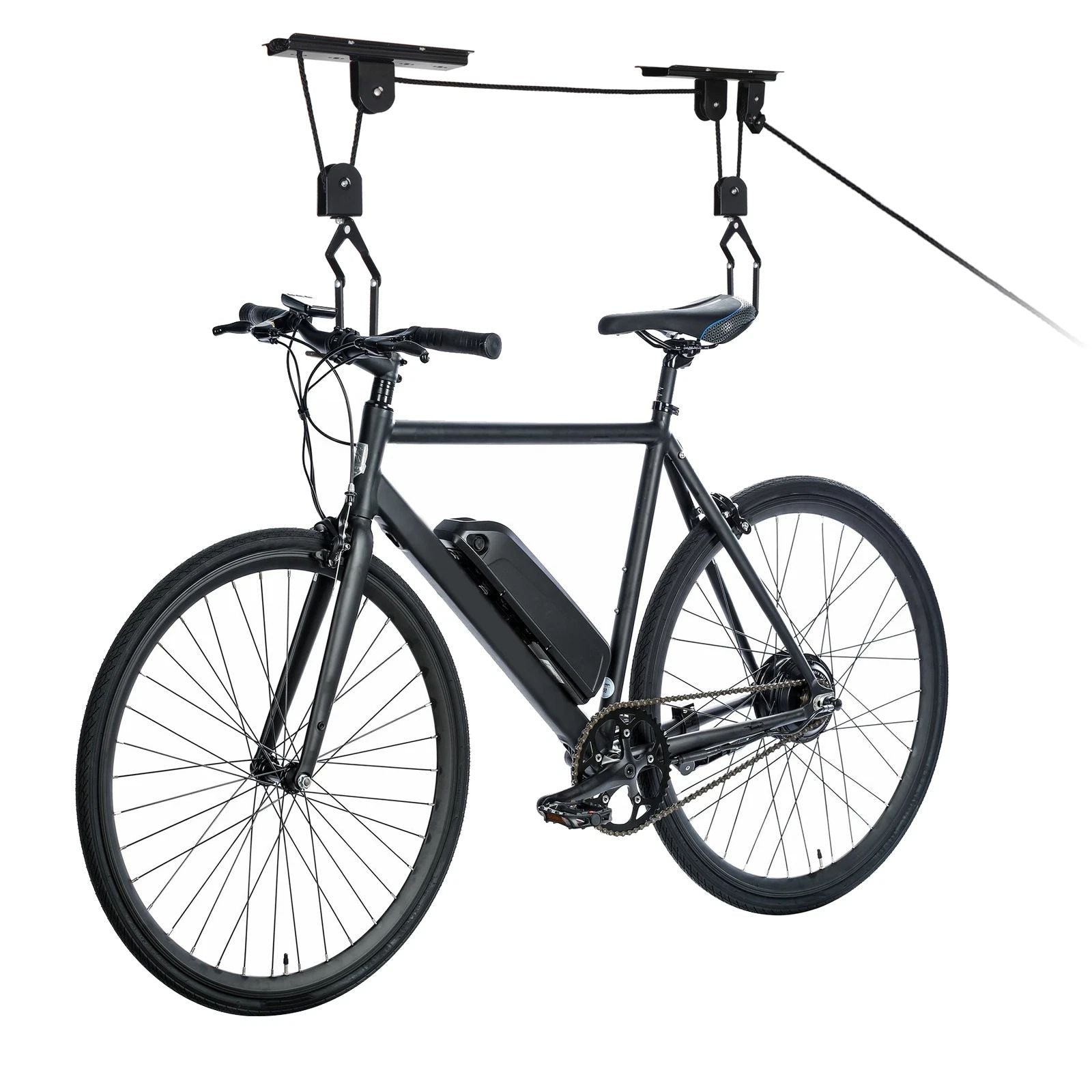 Heavy Duty Bike Hoist Pulley Lift – Garage Ceiling Bicycle Storage Rack w/ Lock