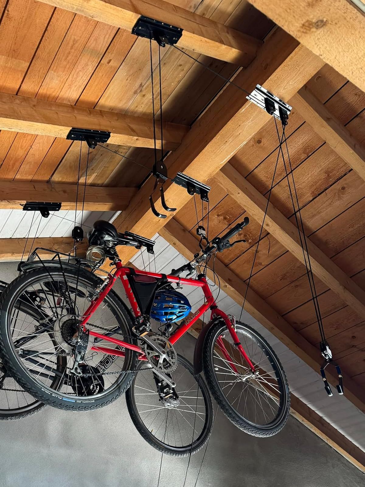 Heavy Duty Bike Hoist Pulley Lift – Garage Ceiling Bicycle Storage Rack w/ Lock