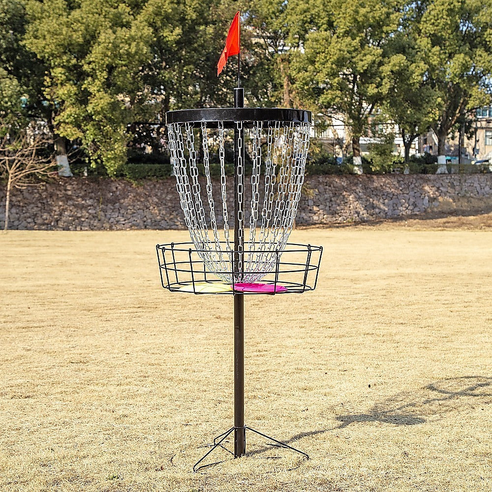 Disc Golf Basket 24 Chain Portable Target with 6 Discs Set