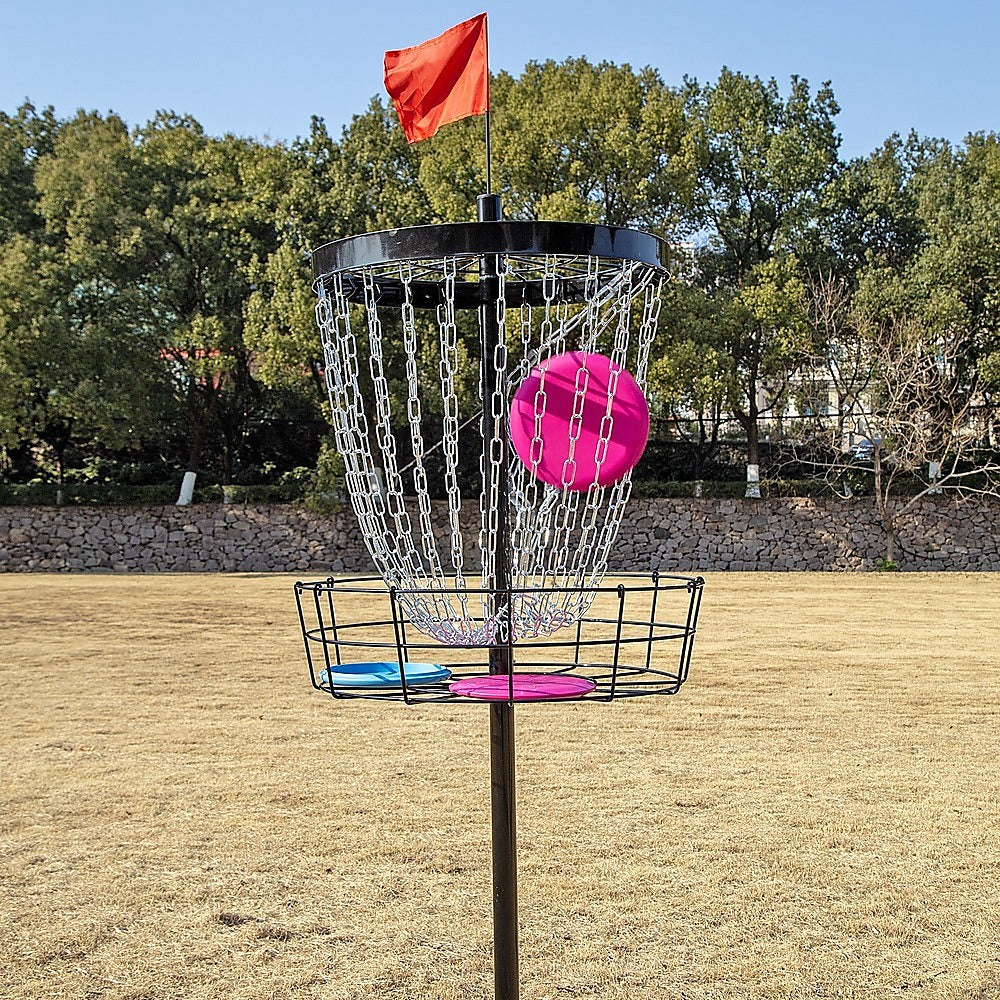 Disc Golf Basket 24 Chain Portable Target with 6 Discs Set