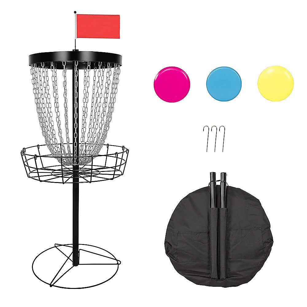 Disc Golf Basket 24 Chain Portable Target with 6 Discs Set