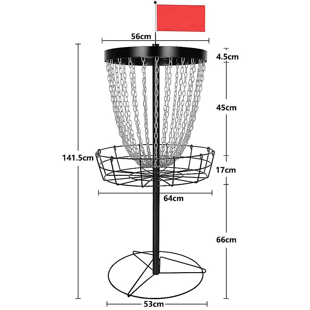 Disc Golf Basket 24 Chain Portable Target with 6 Discs Set