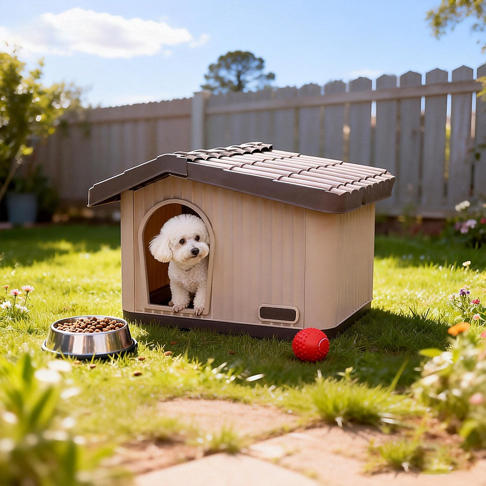 Plastic Dog House Kennel Shelter for Indoor & Outdoor Pets Weatherproof