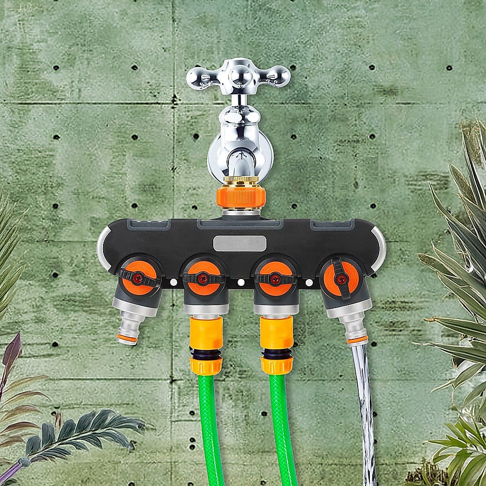 4 Way Hose Splitter Tap Garden Water Irrigation Distributor Valve