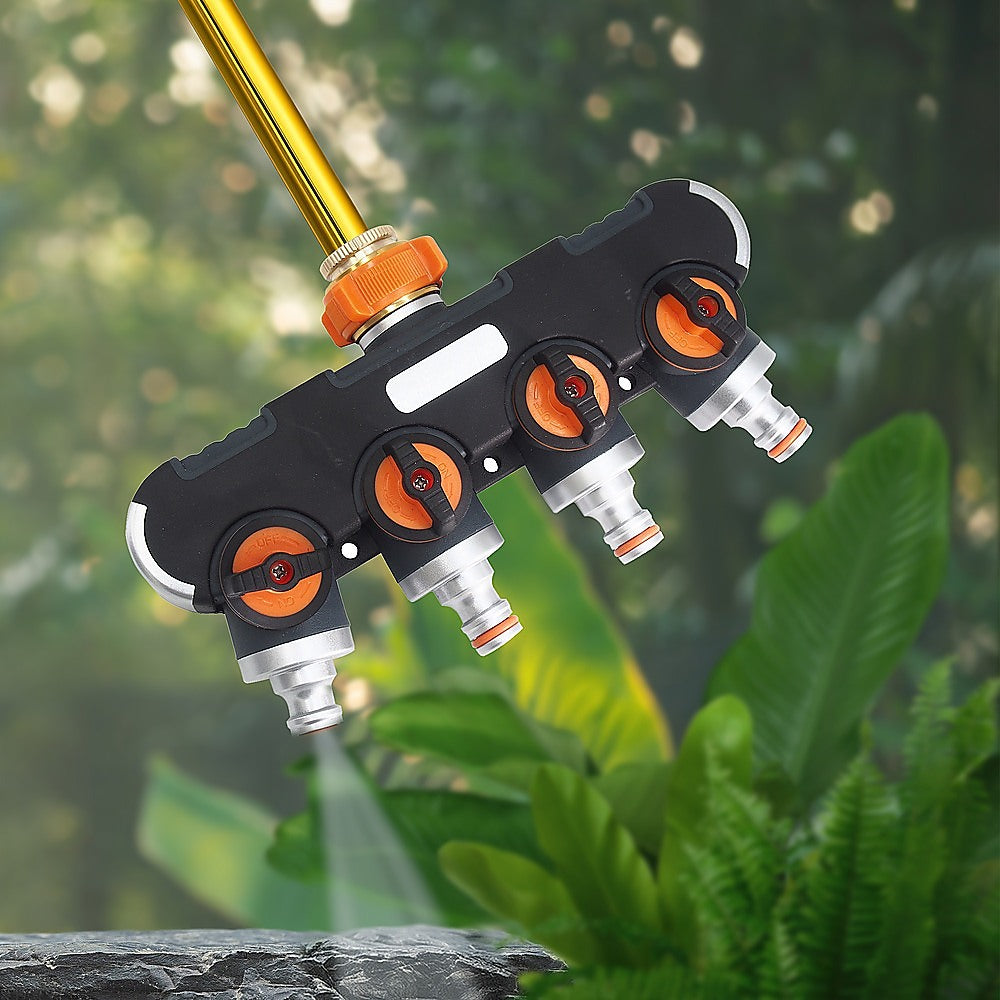 4 Way Hose Splitter Tap Garden Water Irrigation Distributor Valve
