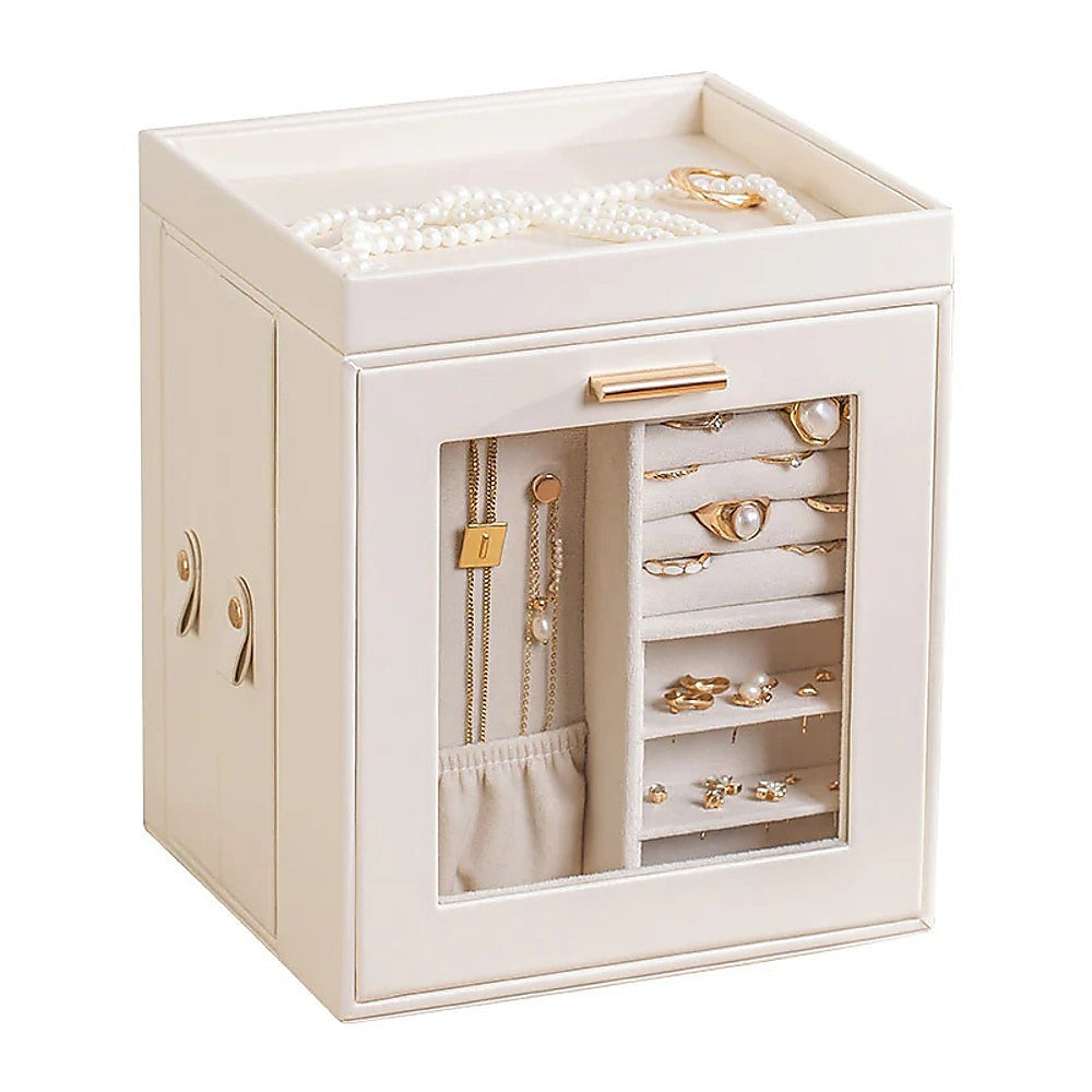Rotating Organiser Box with Mirror Jewellery Storage for Dressing Table