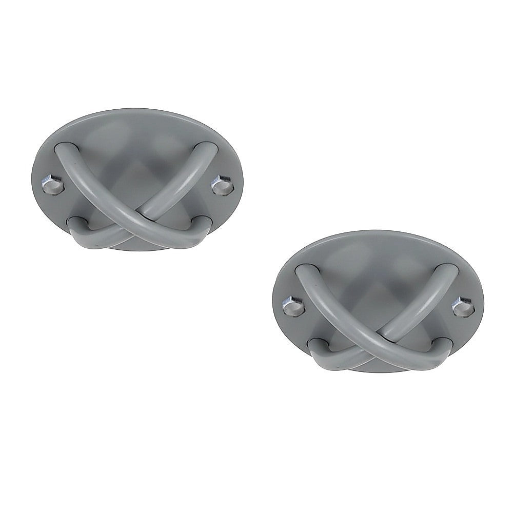 Pair of Grey Wall Anchor Mounts for Battle Ropes and Suspension