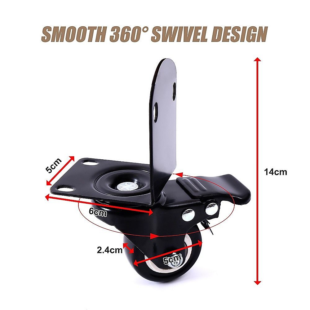 Side Mount Caster Wheels L-Shaped Heavy Duty Set of 4 PVC